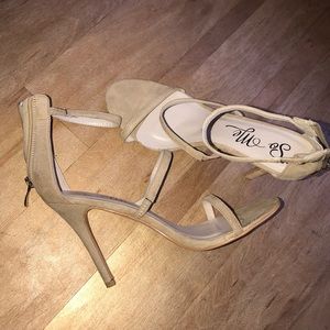 ✨ Nude Triple Strap Sandals Heels